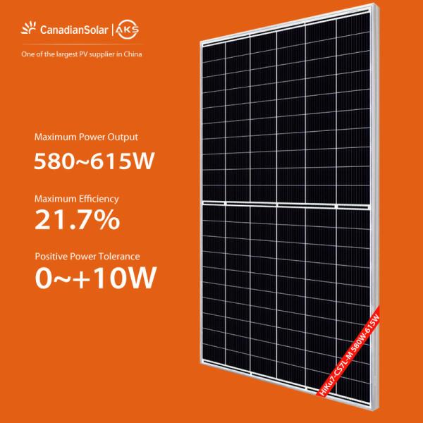 580W 585W Mono Crystalline Panel Canadian Solar Full Black 590W 595W 600W 605W