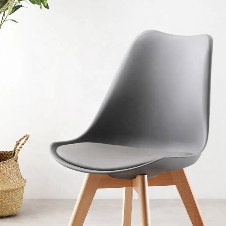 Wooden Legs Dining Chairs White Plastic Chairs For Kitchen Restaurant