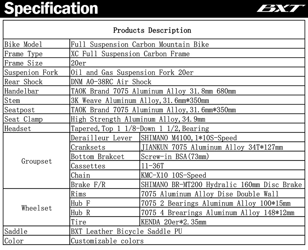 Full Suspension Carbon Mountain Bike 10 Speed Shimano Groupset For Kids