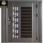 OEM Stainless Steel Entrance Door Golden Powder Coated Metal Exterior Doors