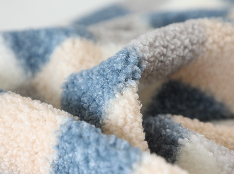 200gsm Plaid Printed Sherpa Lined Fleece Fabric 100% Polyester