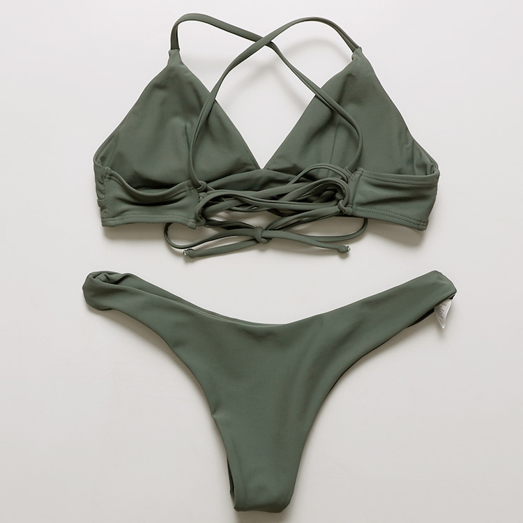 Tiered Layer Tie a Knot Front Top With Low waist Bikini swimsuit high cut