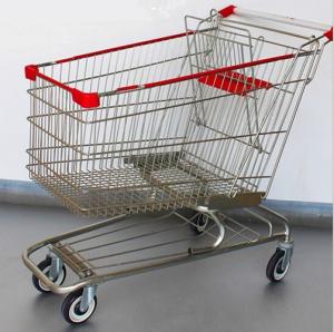 Wholesale Steel Grocery Carts On Wheels American Style Chromed Metal Shopping Baskets from china suppliers