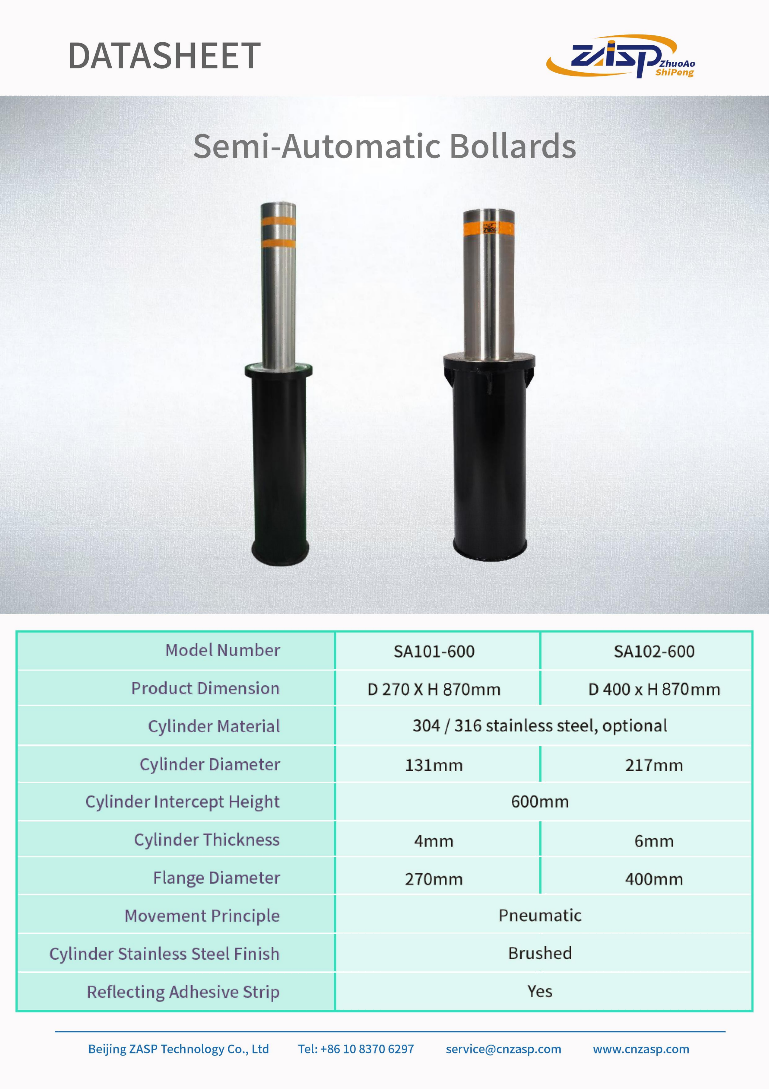 Lifting Semi Automatic Bollards Pneumatic With Stainless Steel Material