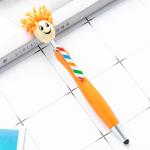 Cute Cartoon Plastic Ball Pen Doll Head Touchscreen Ballpoint Pens Kids Gift