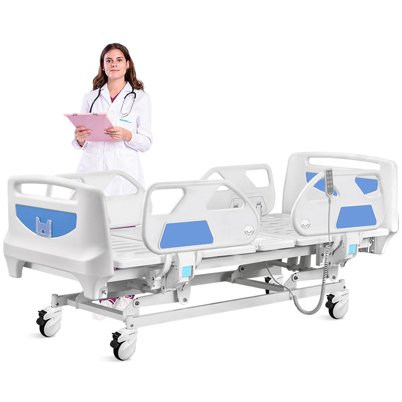 Function Folding Adjustable Clinic Furniture Electric Medical Nursing Patient Hospital Bed With Casters