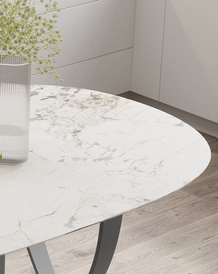 180*92cm Contemporary Marble Dining Table ODM White Stainless Frame
