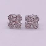 New Arrival Cute Brass Jewelry Earring Party Gift Fashion Crystal Four Leaf