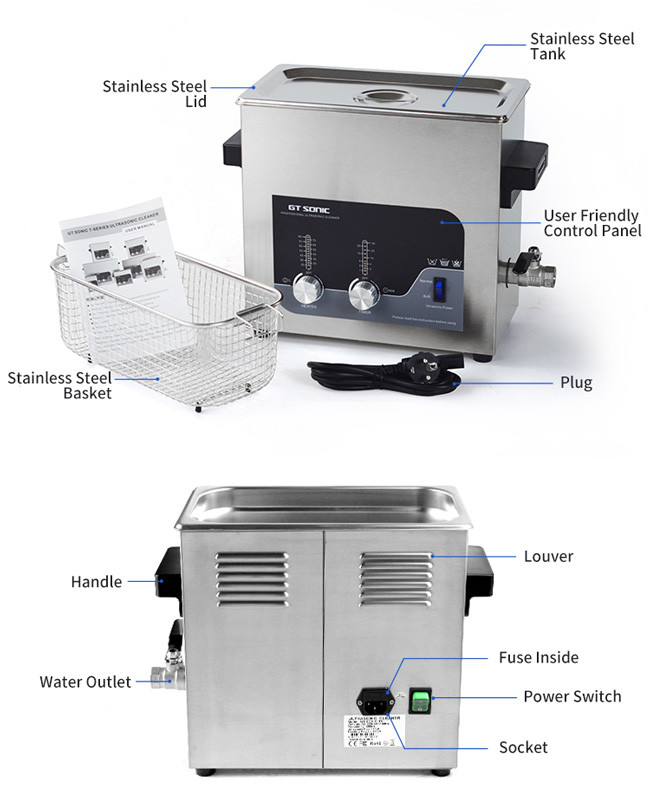 Jewelry GT SONIC Ultrasonic Cleaner 40Khz Cleaning Time Temperature Knob Control
