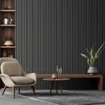 Black Oak Acoustic Wood Slat Panels Soundproof For Auditorium