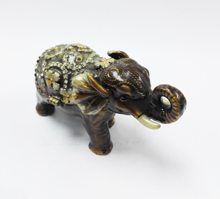 Indian elephant shape metal enamel jewelry gift boxes for necklaces