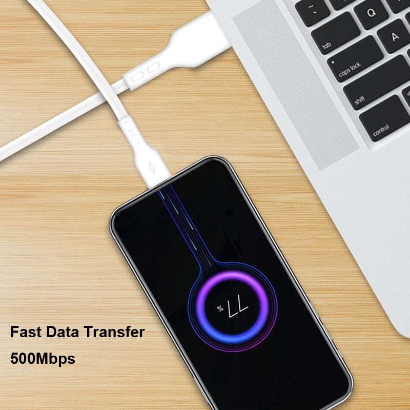2.4A TPE File Transfer Cord Liquid Silicone Type C To Lightning
