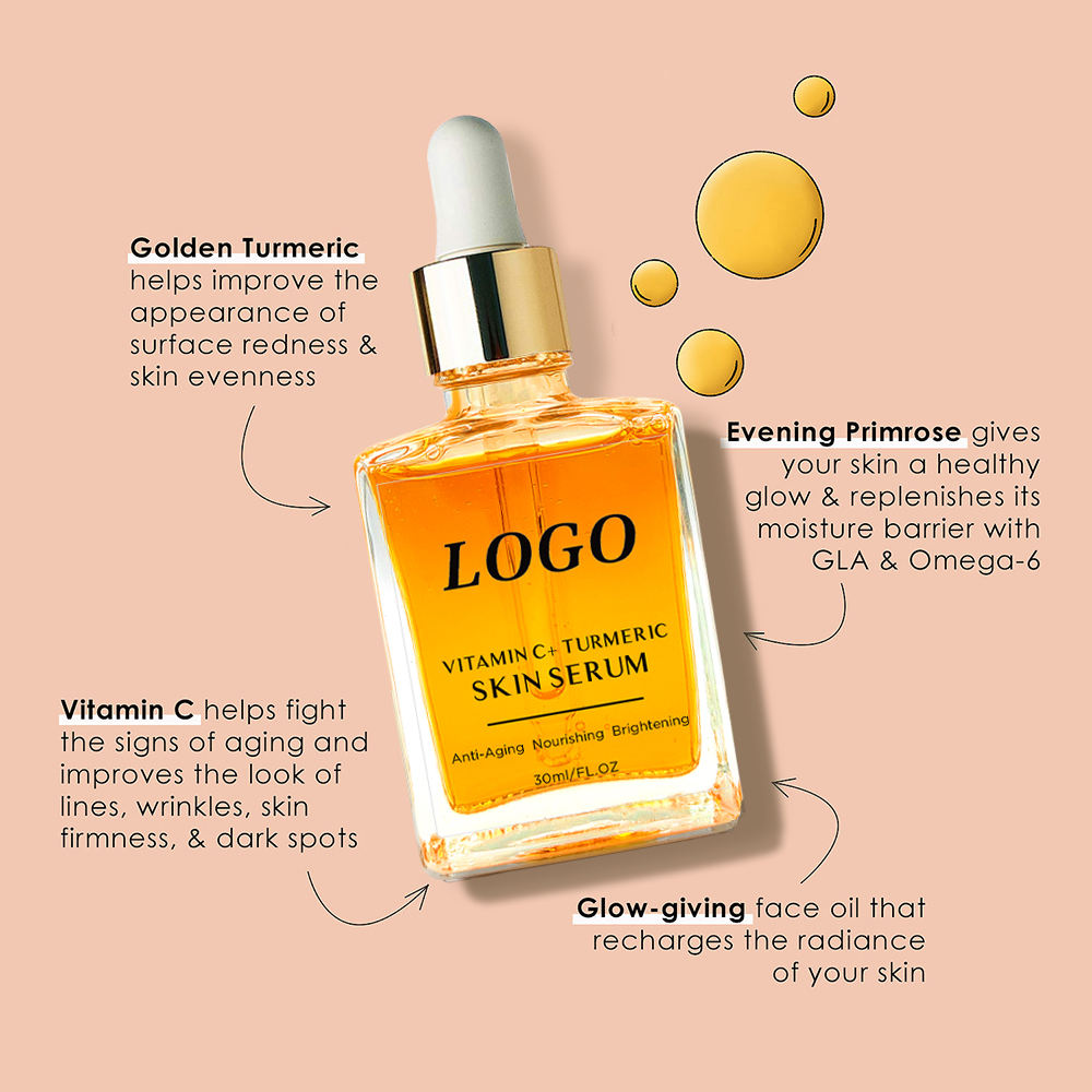 Organic Skin Revitalizer Moisturizing Face Turmeric Serum Ginger Extract Face Brightening Serum