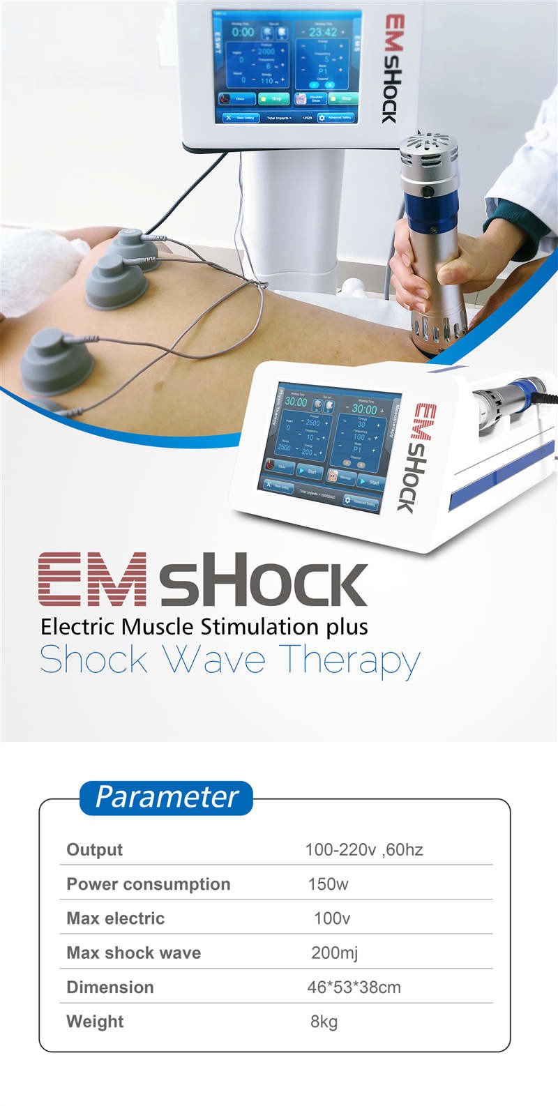 ED Treatment Eswt Shockwave Therapy Machine , White Muscle Shock Machine