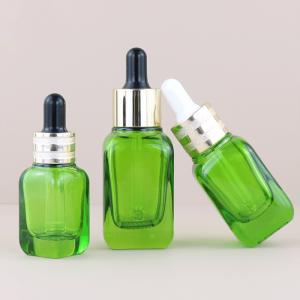 Wholesale 15ml 30ml 50ml Unique Green Square Glass Bottle Cosmetic Oil Glass Dropper Bottles Sealing Type Dropper Industrial Cosmetic from china suppliers