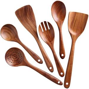 Wholesale Tableware Wooden Spoon Wooden Kitchen Cooking Utensils Sets 6 Pieces Reusable from china suppliers