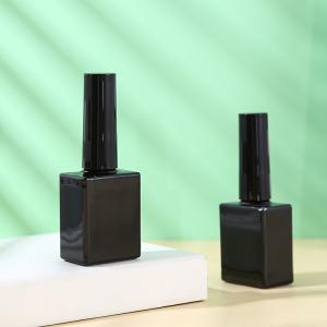 Wholesale 10ml 15ml Rectangular Glass Black Nail UV Gel Polish Packing Empty Square Shape Nail Polish Bottle With Brush for Cosmetic from china suppliers