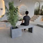 Rectangular GRC Concrete Patio Table Garden Furniture Outdoor Concrete Benches