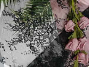 Wholesale Black Floral Lightweight French Chantilly Lace Fabric from china suppliers