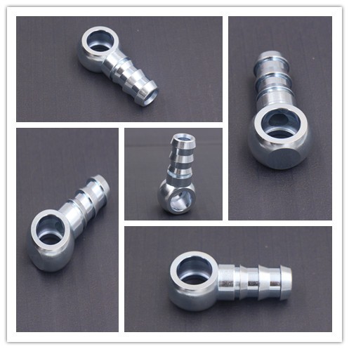steel material 14mm single fule banjo hole to a male barb outlet brake hose fitting with Galanized plated coating