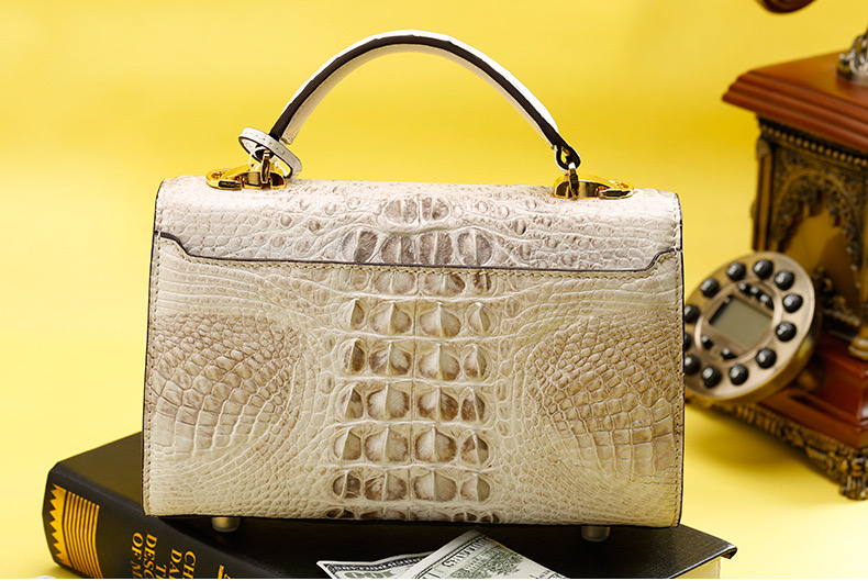 Genuine Alligator Skin Key Lock Closure Lady Small Handbag Authentic Crocodile Leather Women Flap Purse Shoulder Bag