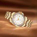 Classic Romantic Stainless Steel Alloy Case Encrusted Diamond Quartz Watch For