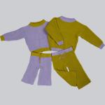 Customized Long Sleeve Chunky Color Block Sweater 2PCS 100% Cotton Contrast Knit