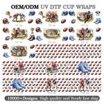 16oz Baseball Sports Theme UV DTF Transfer Glass Cup Stickers