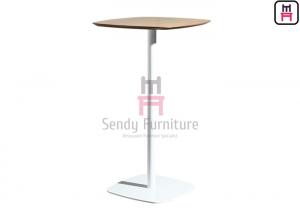 China MDF Square Bar Table with Rounded Corners; White & Black Iron Frame Table on sale