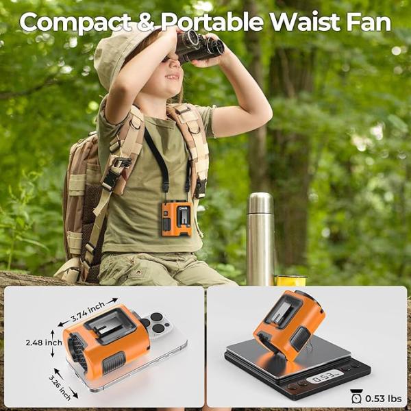 Socool Fan Rechargeable Battery Multifunctional Portable Fan 4000mAh Clip Waist