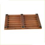 Household Rectangle Brown 53cm Length Teak Wood Bath Mat