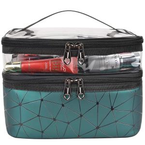 Wholesale Women's Double Layer PU Leather Travel Cosmetic Bags from china suppliers