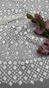 Wholesale 100% Poly Off White Geo Chemical Embroidered Lace Fabric For Women Clothing from china suppliers