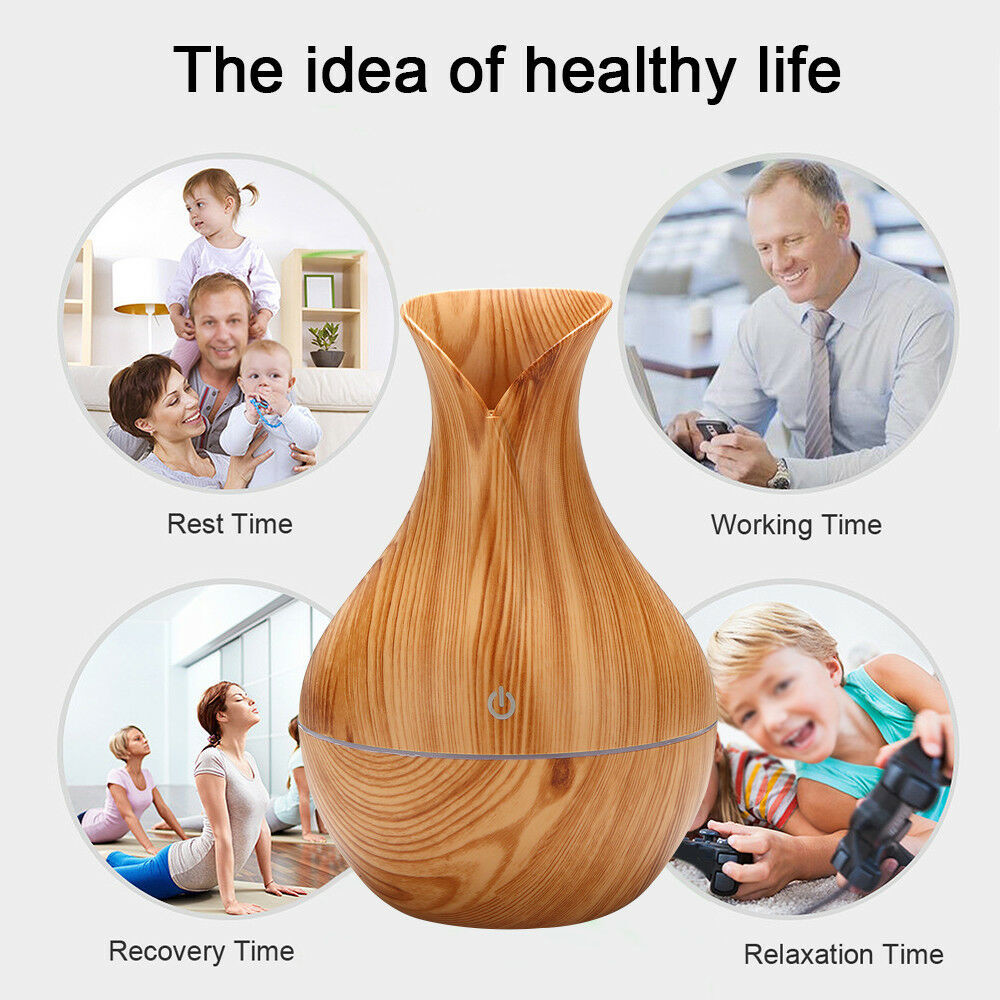Mini 130ml Wood Grain Humidifier Electric Household Office Indoor Ultrasonic Cool Mist Humidifier