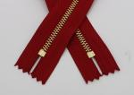 Red Tape Brass Long Coat Zippers , Normal Brass Teeth Jeans Bulk Metal Zippers