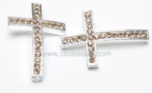 Wholesale Champagne Crystal Pave Silver Plated Alloy Cross AL14041 from china suppliers