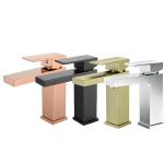 Basin Bathroom Sanitary Ware Faucet Tap Square Deck Mounted Water Gold Faucet