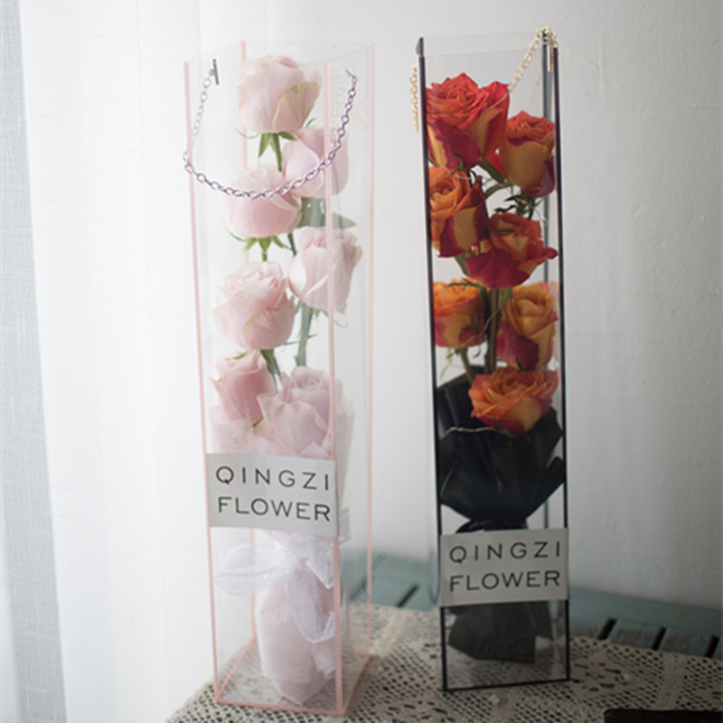 Design Logo Round Cylinder PVC Box for Custom Different Shape Florist Rose Packaging