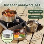 Camping 5pcs Outdoor Cookware Set Stainless Steel Picnic Cookware