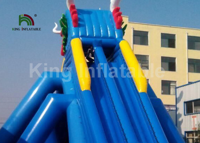 Dragon Stype Blue Large Inflatable Water Slide For Adults In Aquatic Park