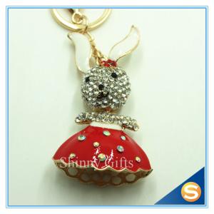 China Creative Rhinestone Rabbit Key Ring Custom Logo Print Metal Key Chain on sale