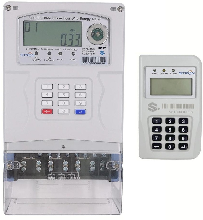 Prepaid 3-Phase Digital Split Electric Meter RS485 Communication DIN Rail Remote Access for Home Office Energy Monitoring