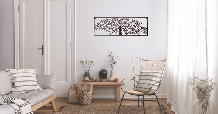Customization Garden Decoration Metal Rectangular Interior Tree Designed Wall Art