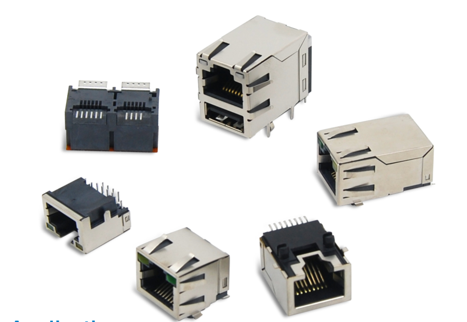Nickel Shield Plating Multi Port RJ45 PCB Jack ROHS Certification Customize Color