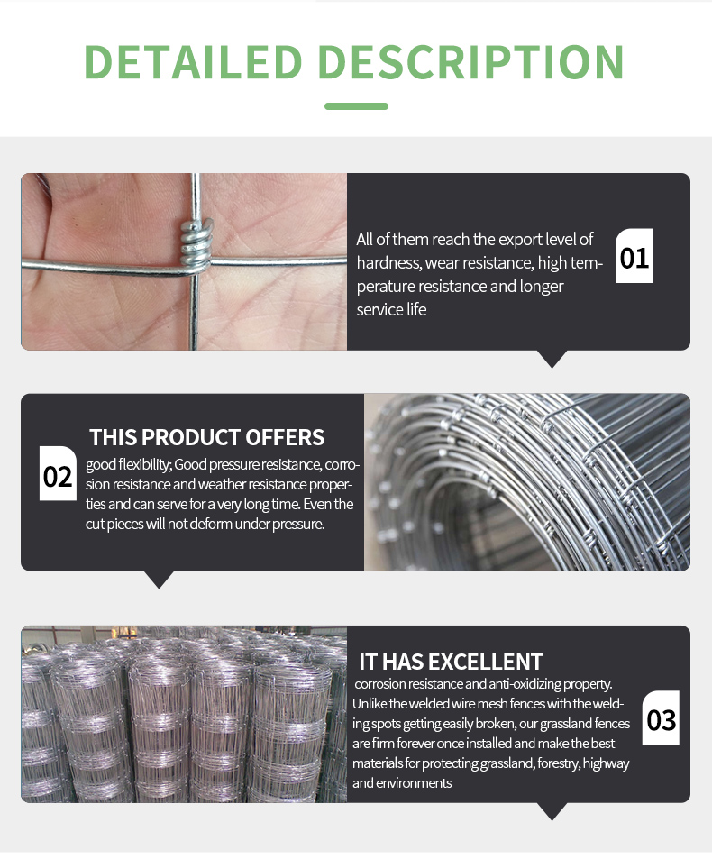 High Quality Farming Wire Mesh Fence Vestock Wire Grassland Fence Electro Galvanized Cattle Fence For Animals