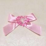 Pink Satin Blossom Fabric Ribbon Bow Eco - Friendly Customized For Gift Packing