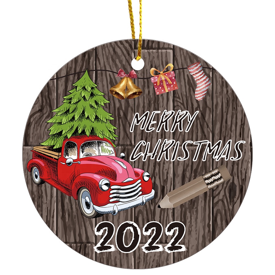 Custom Ceramic Hanging Christmas Tree Ornaments For Festival Holiday Decoration