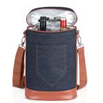 Denim Insulated Wine Cooler Bags Cheese Tote 2 Bottle Picnic 8.5x3.8x14"