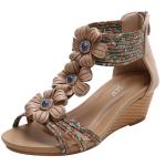 BS163 Wedge Heel Sandals Women'S Seasonal New Ethnic Style All-Match High-Heeled