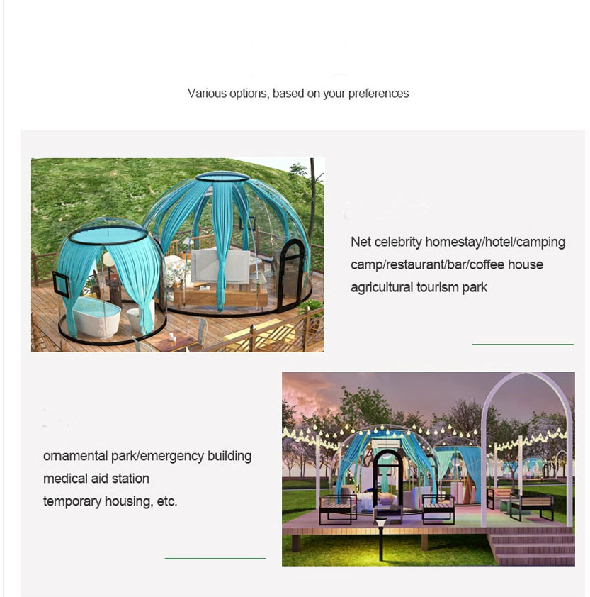 18-20 Person Transparent Wind Resistant Dome Prefab House for Hotel and PC Accommodation Solution